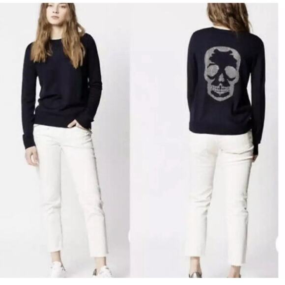 NEW Zadig & Voltaire Miss Skull Merino Wool Sweater Sz XS - Picture 1 of 4